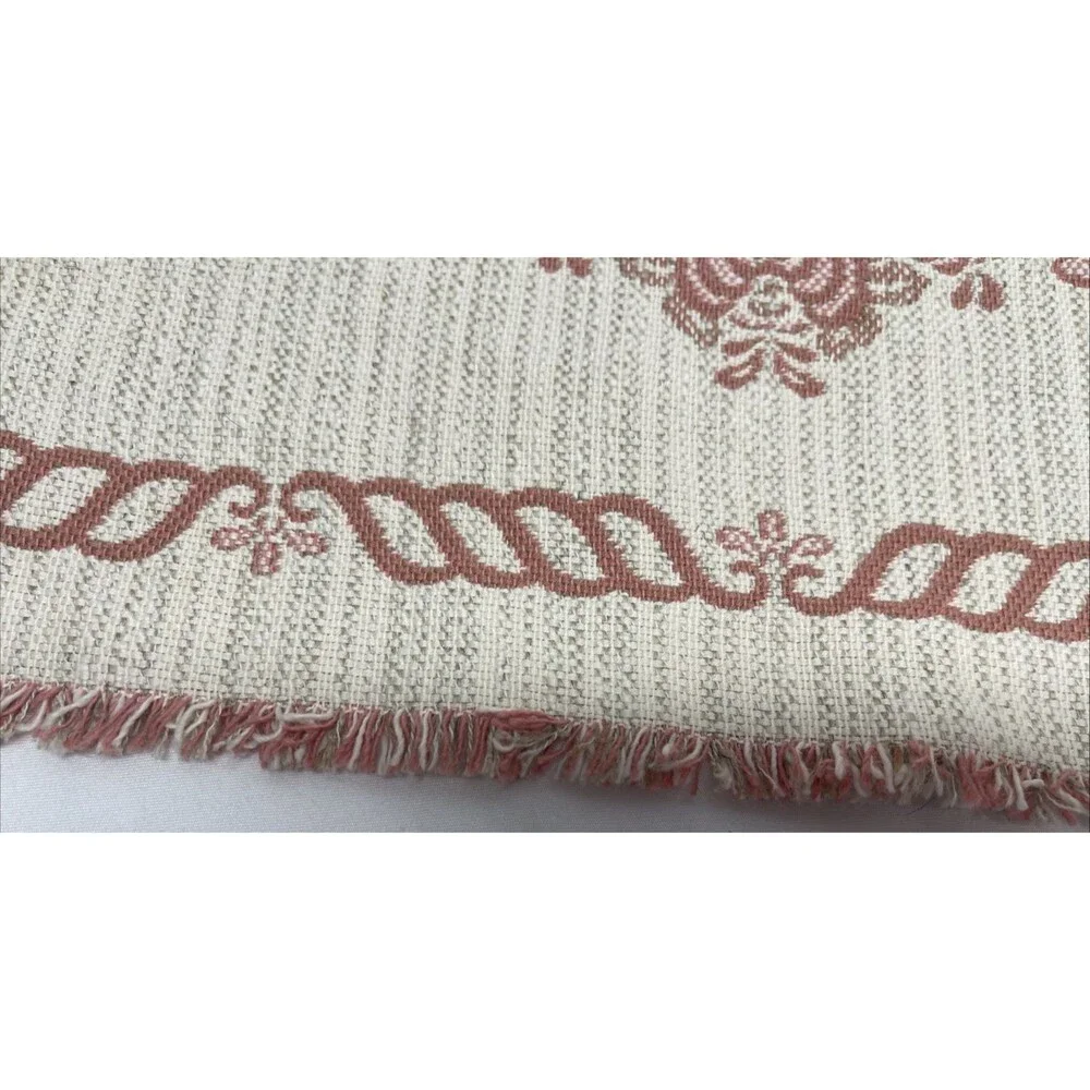 Vintage MCM Austrian Woven Table Runner Mauve Floral Cottagecore Shabby Chic